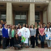 Students in Neurobiology & Anatomy at Drexel Med design lab coats to recognize women in science. (Photo courtesy of Timothy Austin)