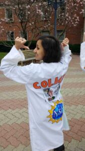 Ankita Patil led the lab coat activity at Drexel Med. (Photo courtesy of Timothy Austin)