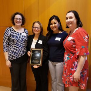 Dr. Zubris with nominators. From left: Laura Thierer, Deanna Zubris, Danielle Lovett, Marianne Donley